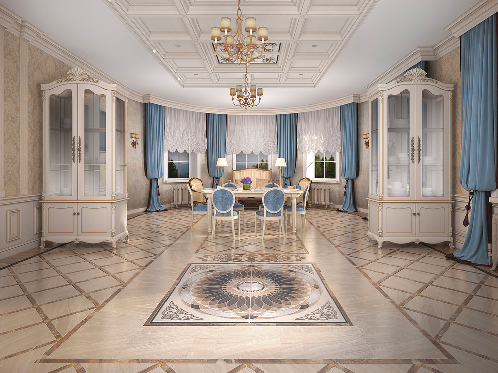 Дворцовый стиль в интерьер столовой