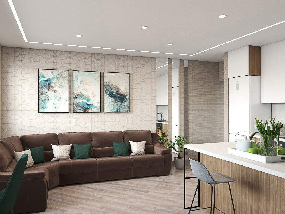 Кухня-гостиная в ЖК Алые Паруса