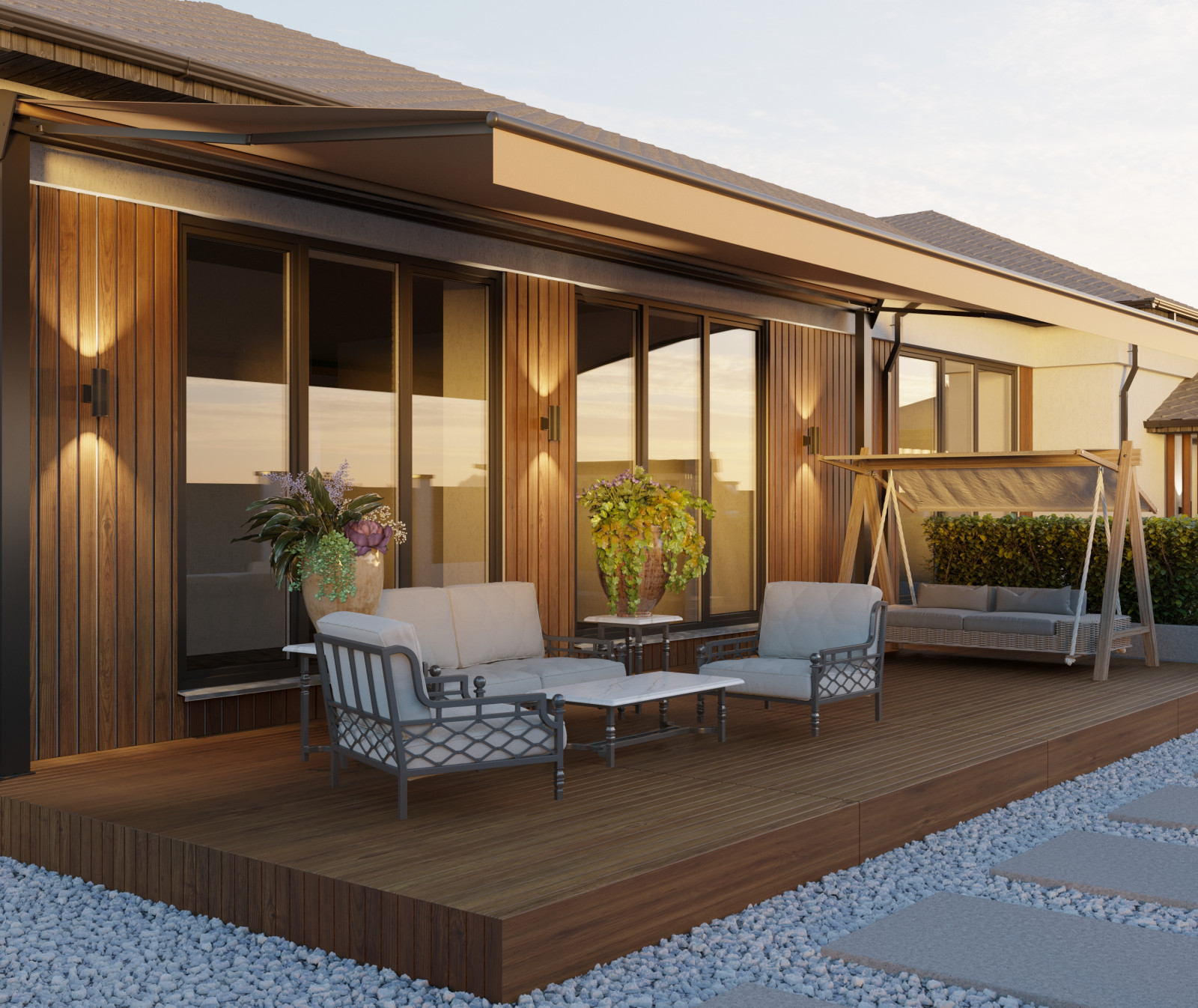 Современный одноэтажный дом 261м2