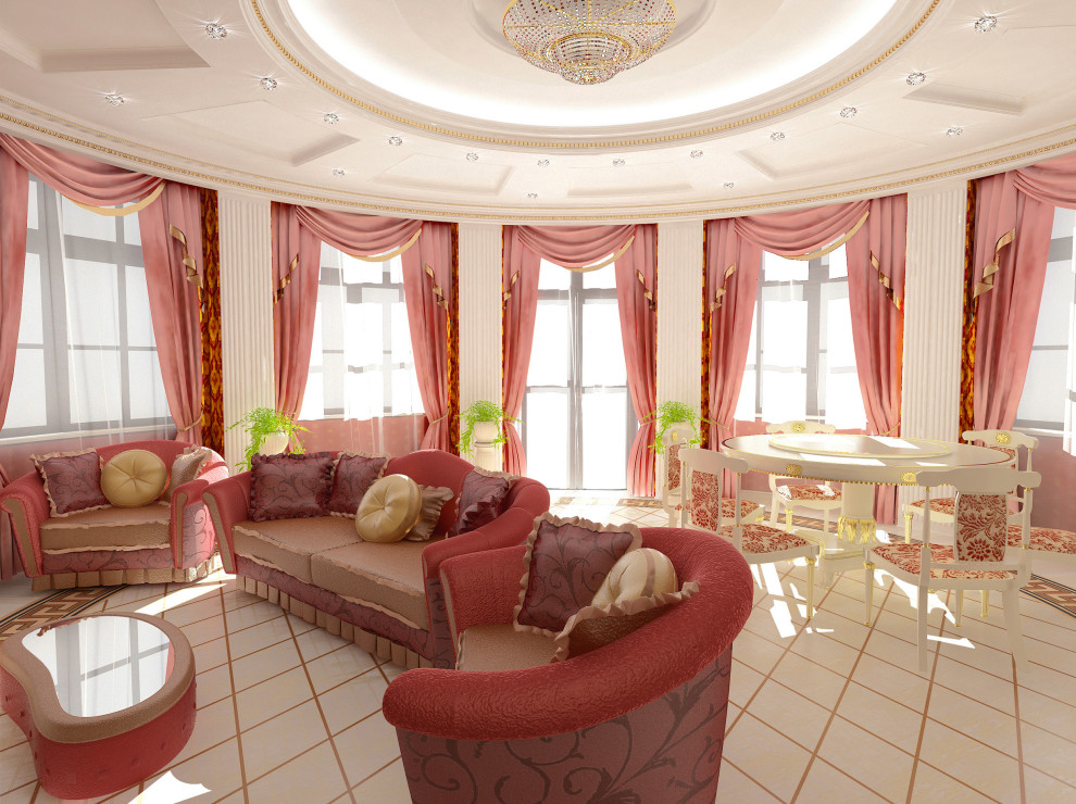 Гостиная-кухня дома, расположенного в городе Гудермес.