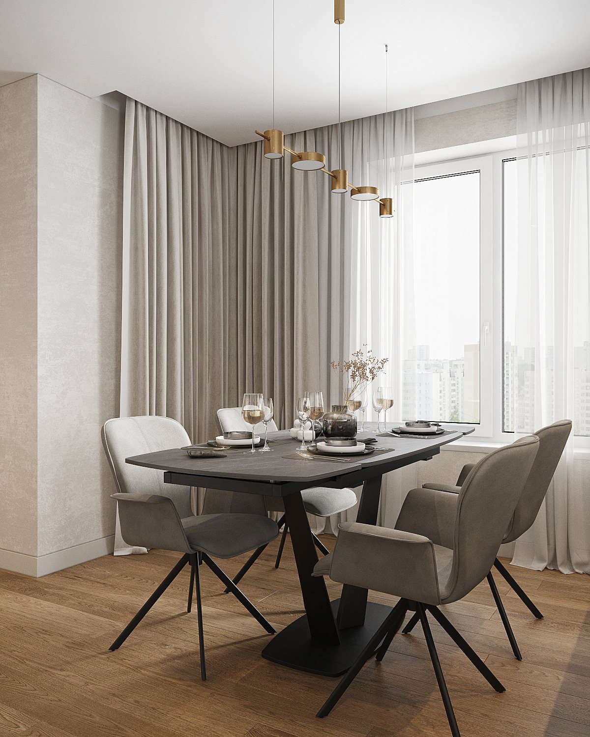 Элегантная современная трехкомнатная квартира