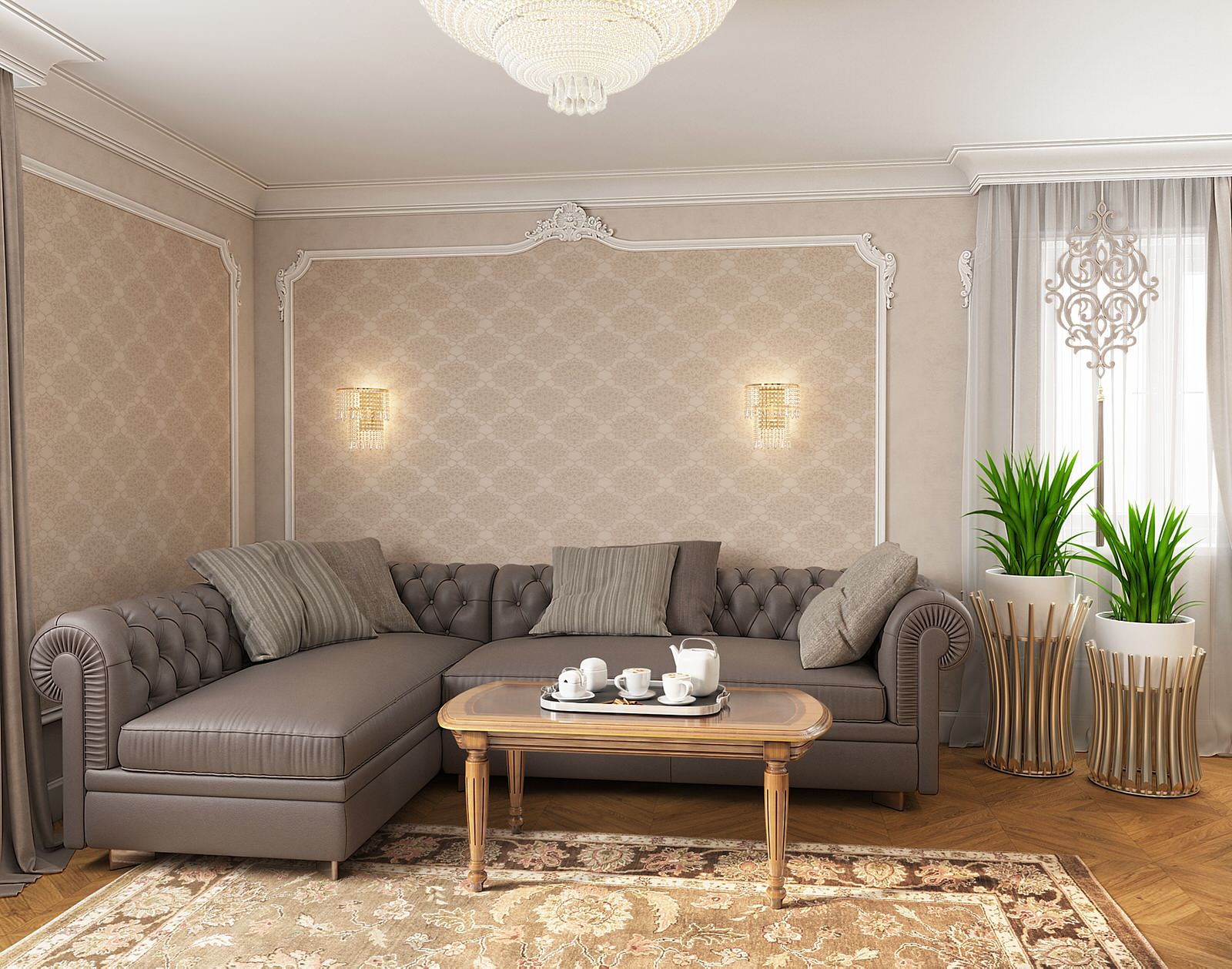 Дизайн-проект гостиной с элементами классики