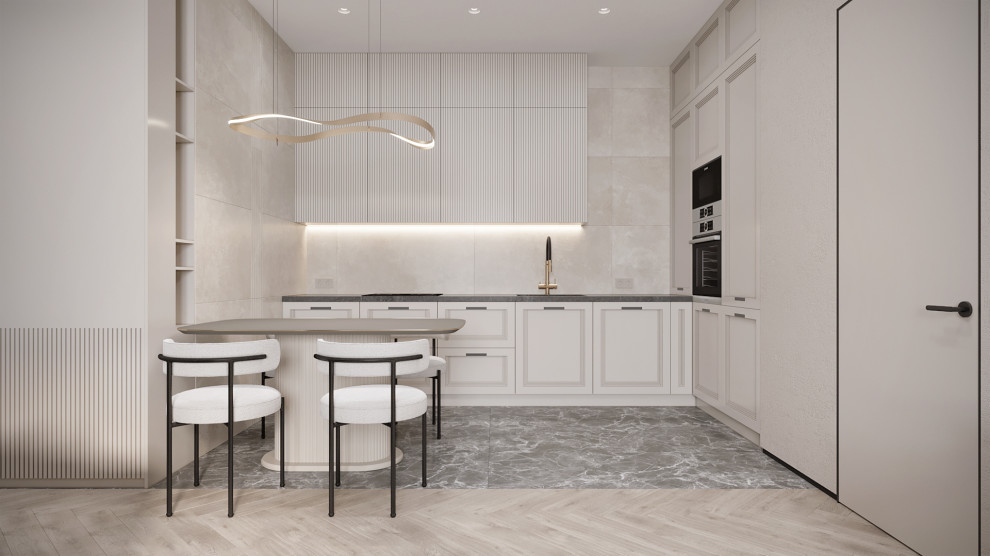 3к студия монохромный интерьер в стиле Современной классики