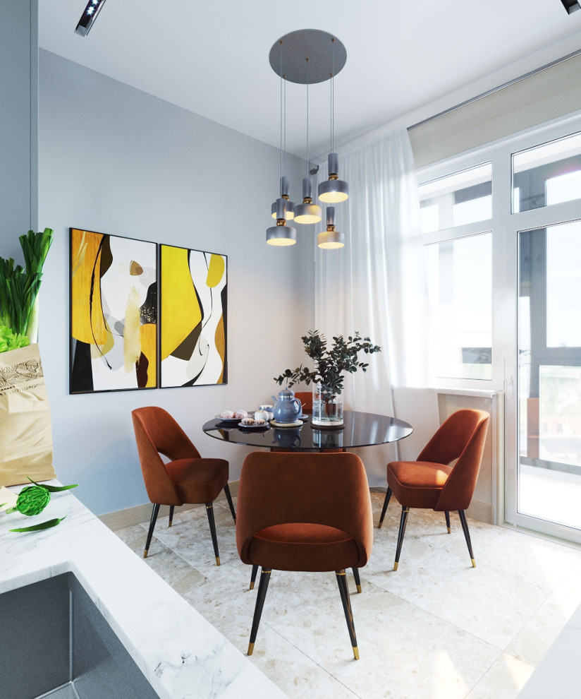 Кухня с балконом с ремонтом от застройщика