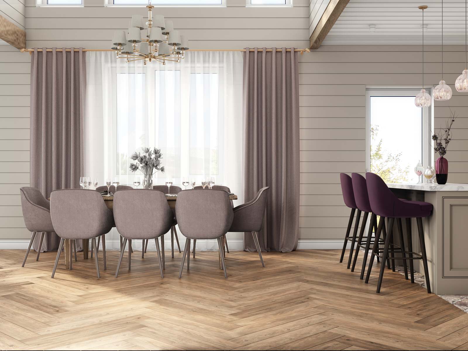 Дом в пудровых тонах