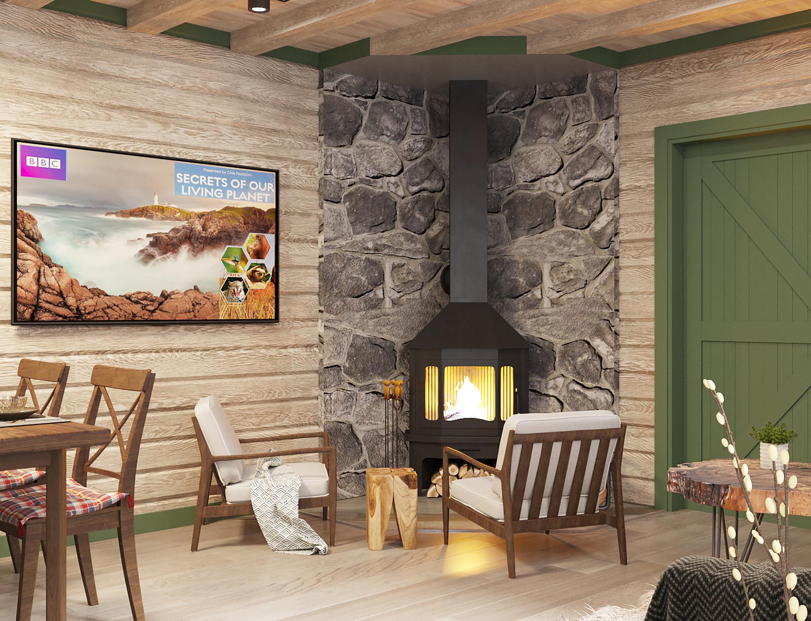 Брусовый дом выходного дня в Кантри стиле