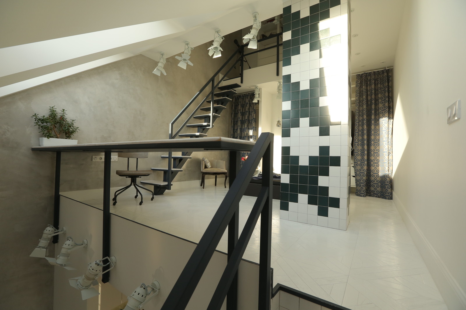 loft for young man with russian patterns