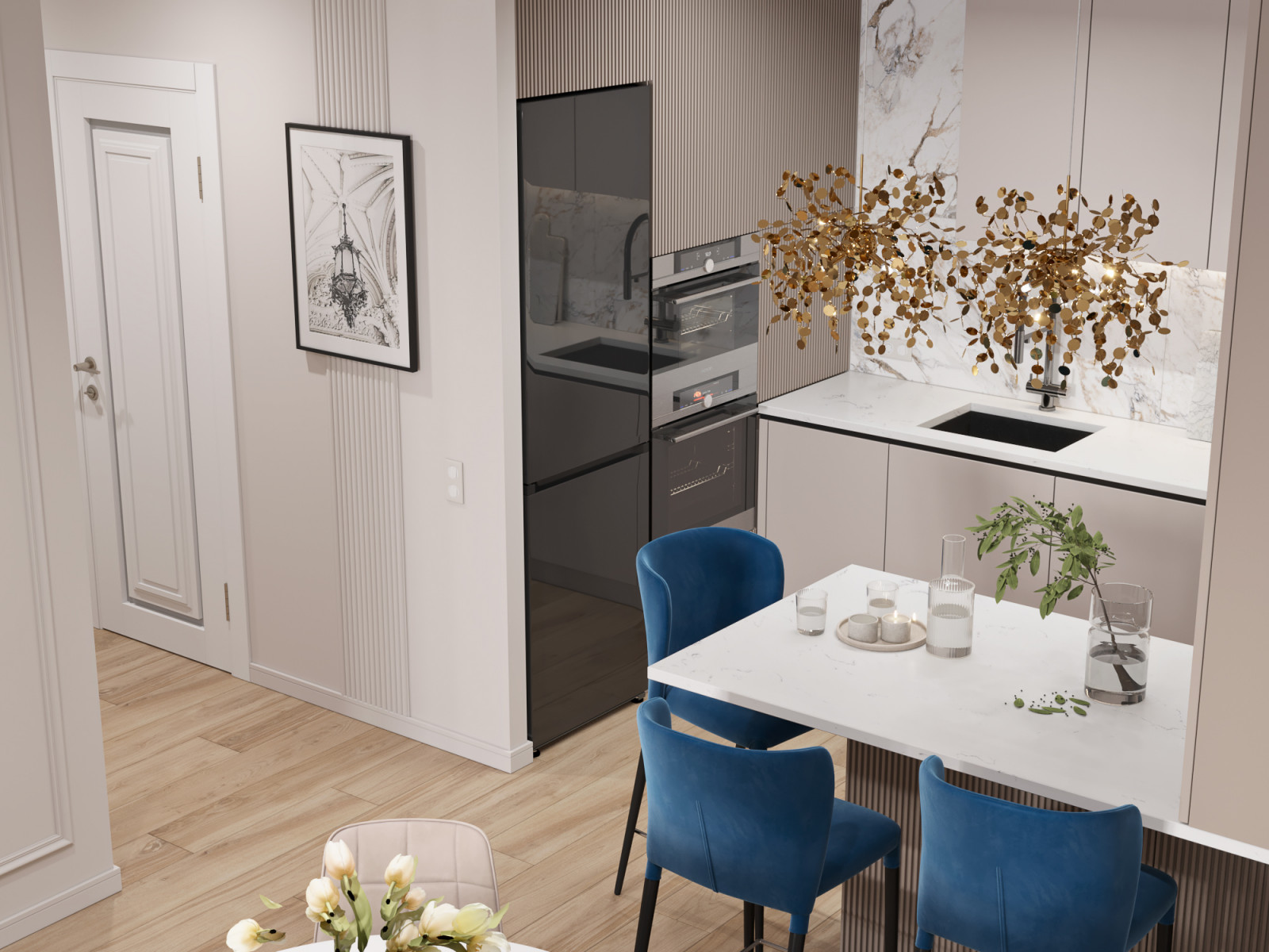 3-комнатная квартира для семьи в стиле современной классики