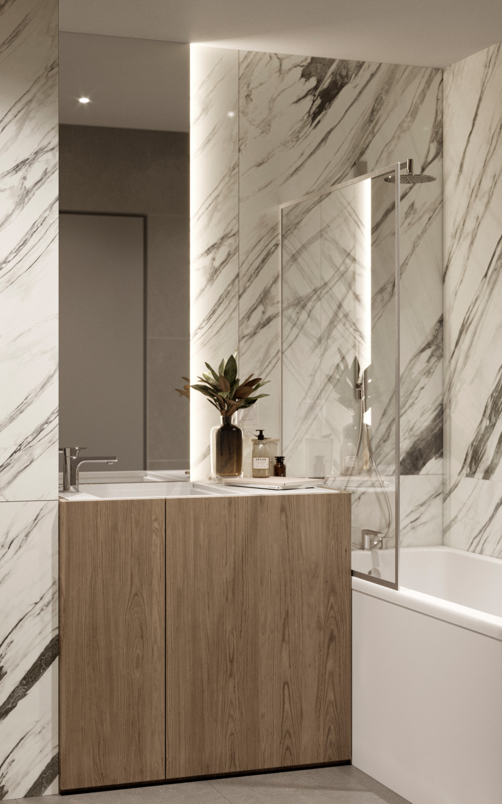 Apartamento moderno con cocina pequeña