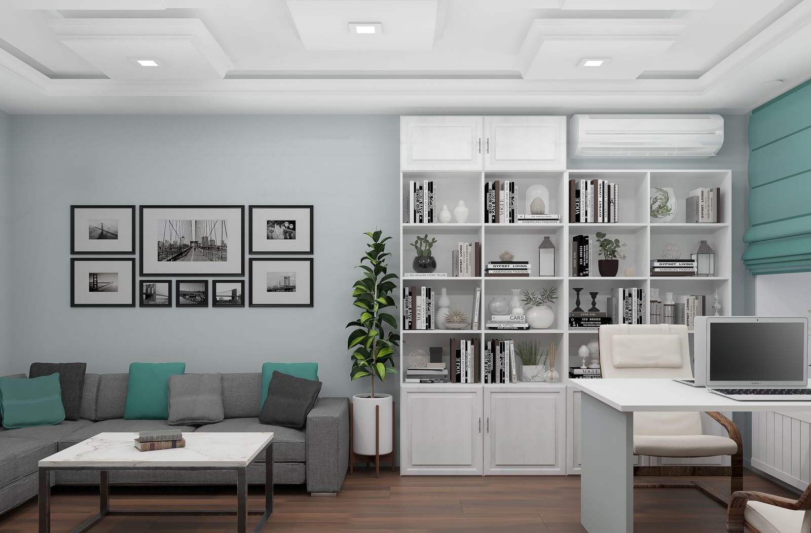 Кабинет и гардеробная в квартире.