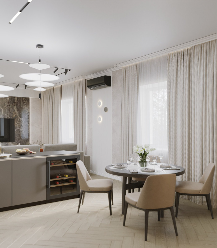 Кухня-гостиная в оттенках серого