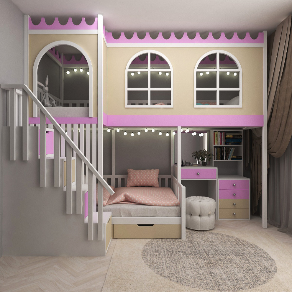 Кровать-домик в скандинавском стиле для детской спальни