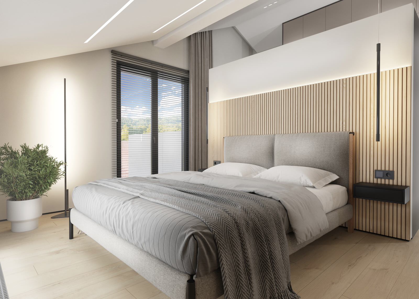 Дизайн спальни в серых оттенках