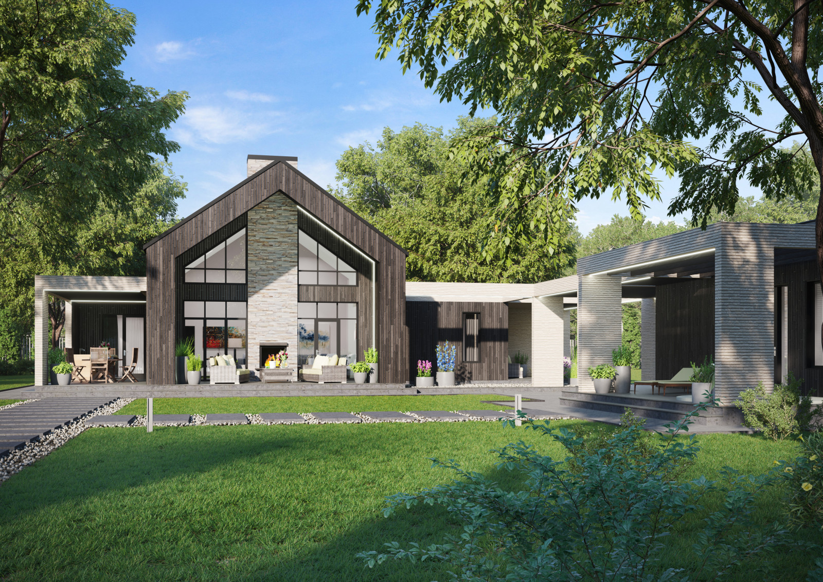 Обложка проекта: Частный дом с баней в Подмосковье