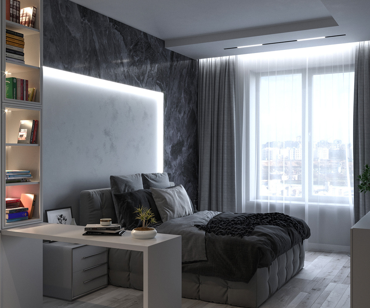 Визуализация спальной комнаты в современном стиле