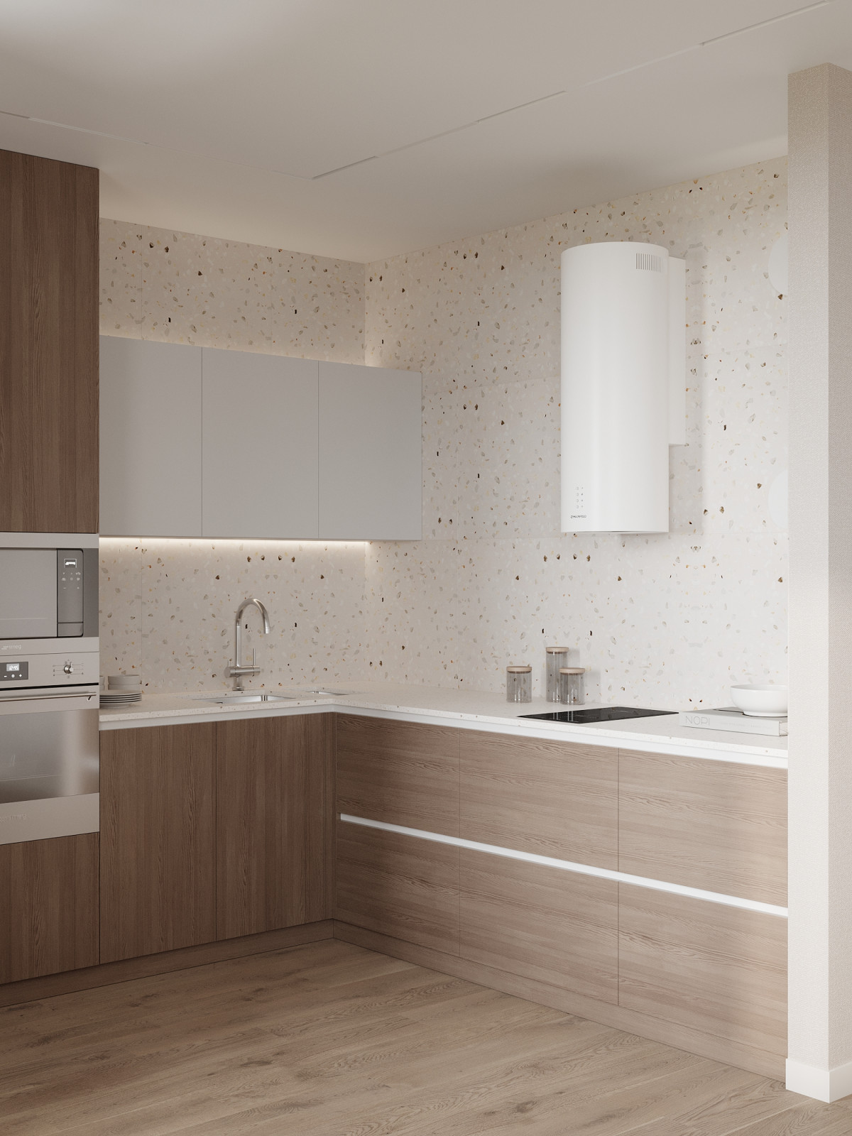 ЖК «Ultra City», квартира в стиле современный минимализм в теплой светлой гамме