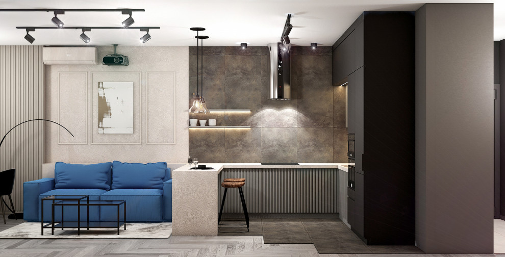 Кухня - гостиная с акцентами