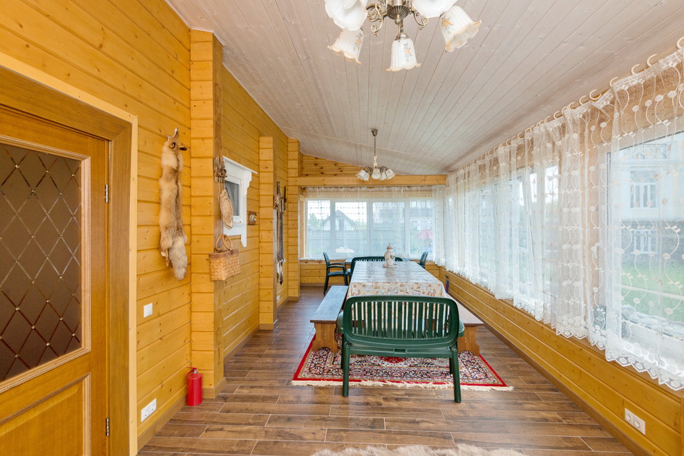 Терраса в доме-бане из клееного бруса