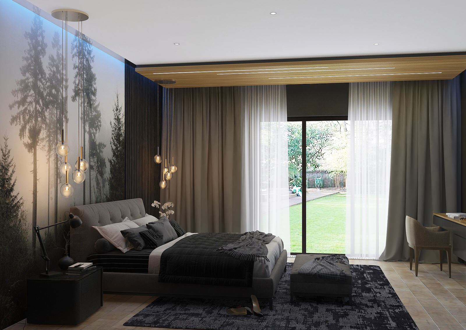 Дизайн спальни в темных тонах