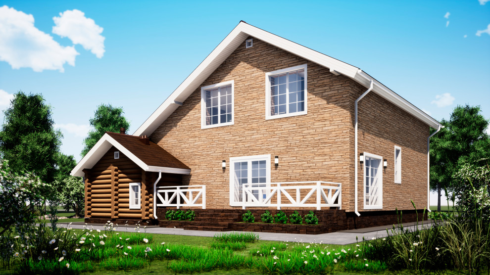 Двухэтажный дом с баней и гаражом 213м2 П-0208