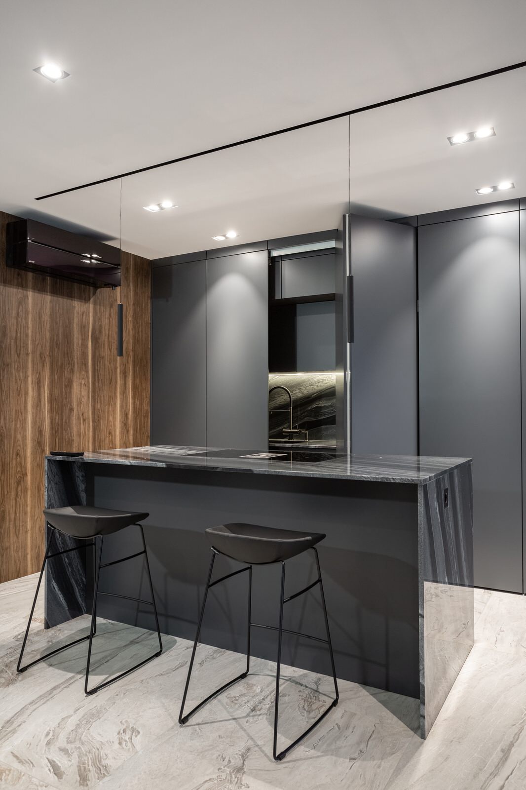 кухня серый камень