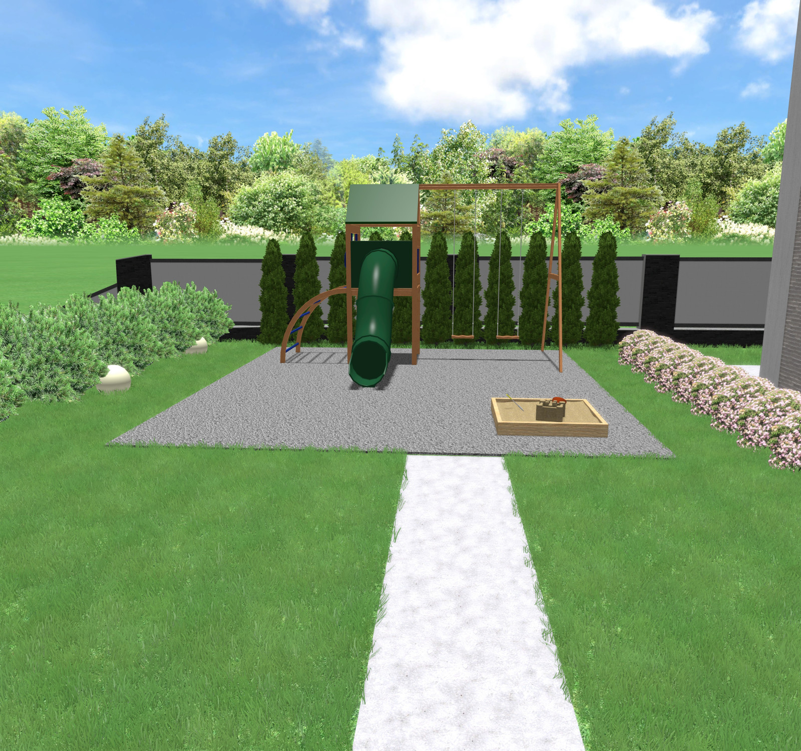 Проект участка с вертикальной планировкой. Подпорные стенки и перепады высот.