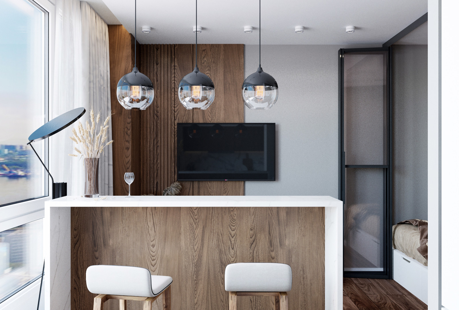 Квартира-студия в светлых тонах