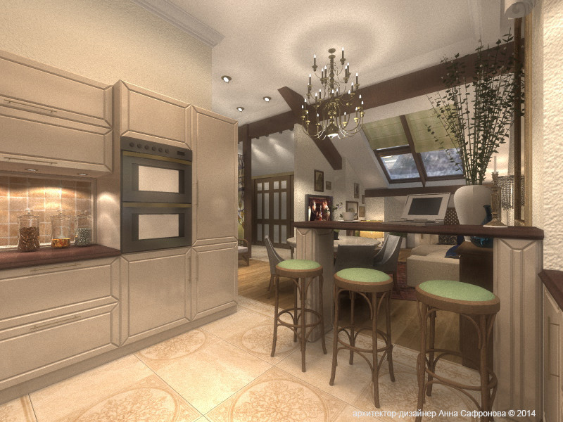 Интерьер квартиры на мансардном этаже