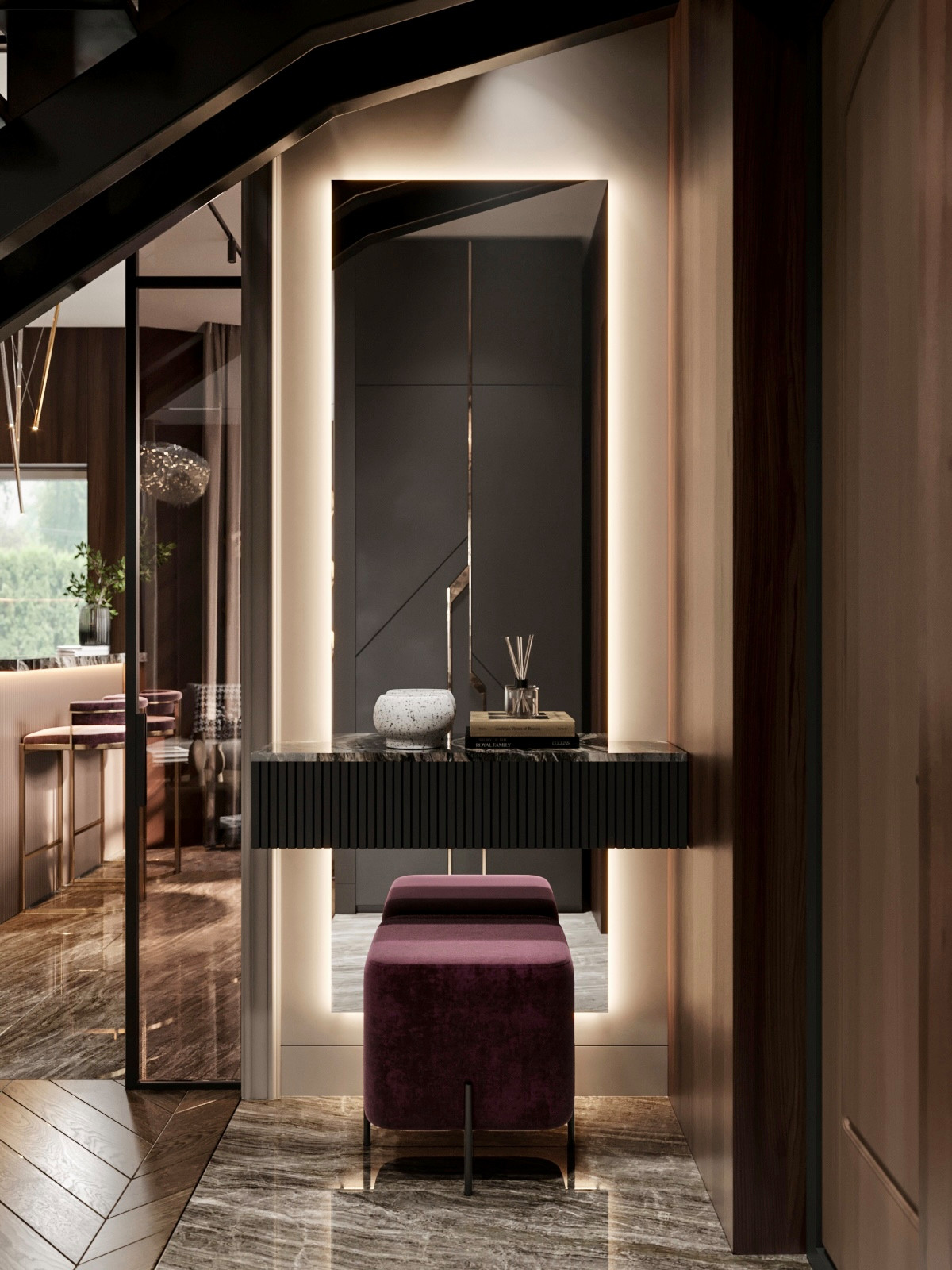 Потрясающий темный интерьер таунхауса