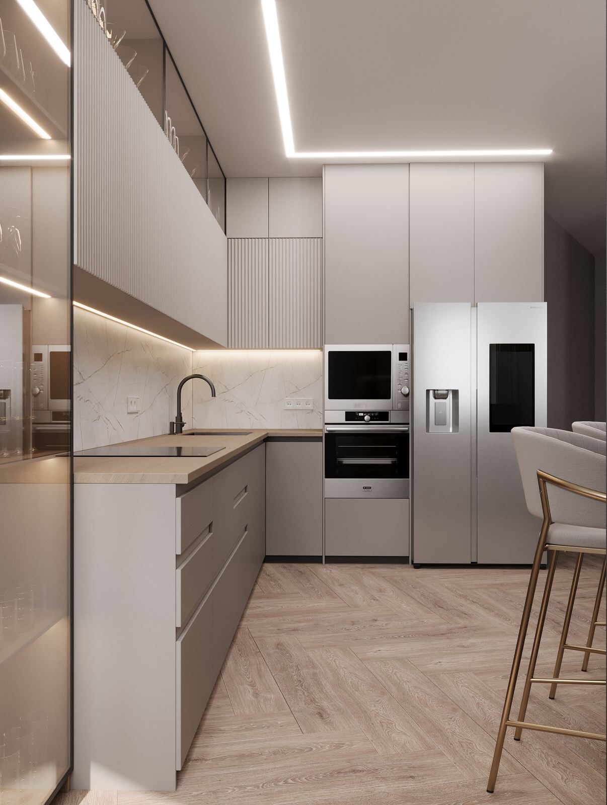 Проект кухни-гостиной ЖК Каскад