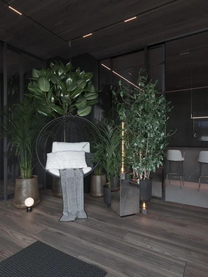 Главная зона в интерьере дома в КП Променад