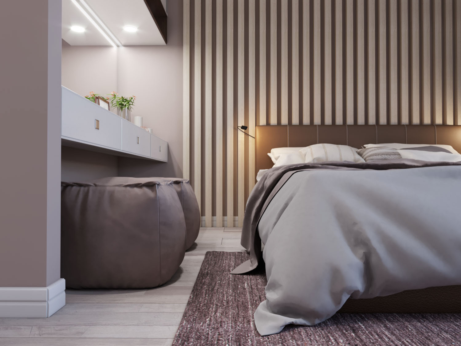 Спальня и гардеробная. Коттедж в Кольцово