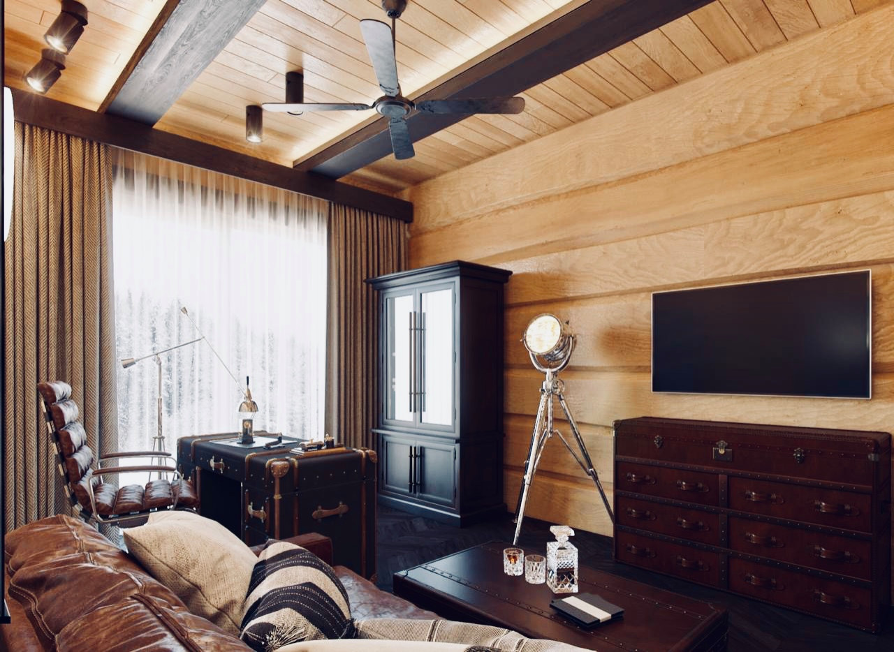 Шале со спа-зоной и бассейном из лафета кедра и бетона