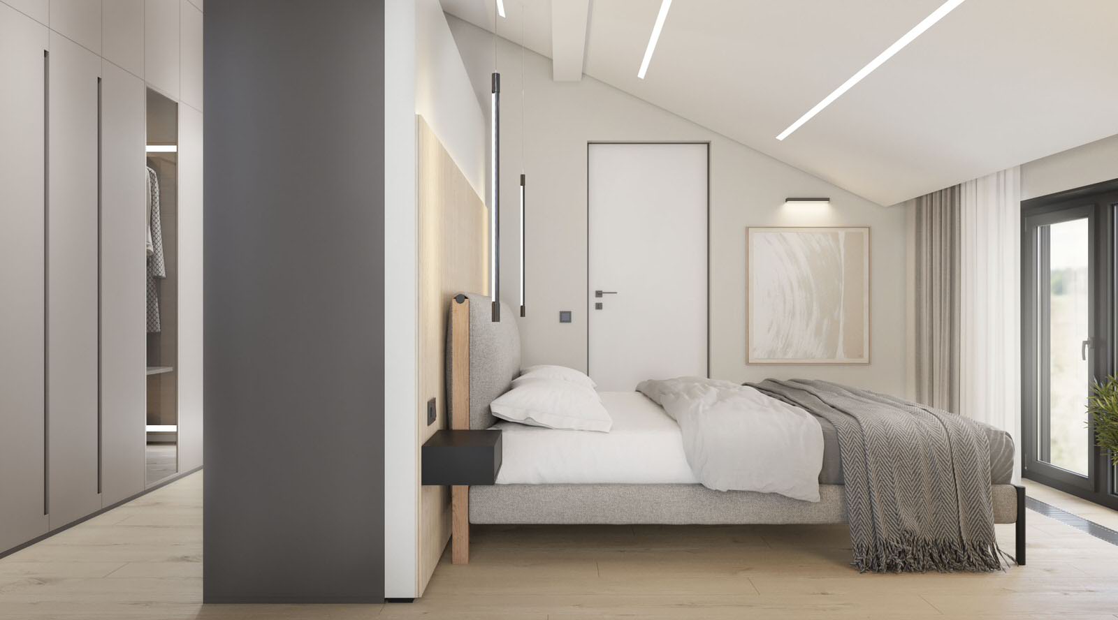 Дизайн спальни в серых оттенках