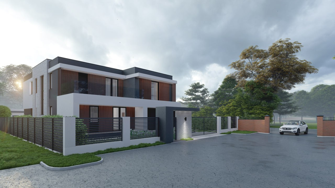 Проект современного дома и участка