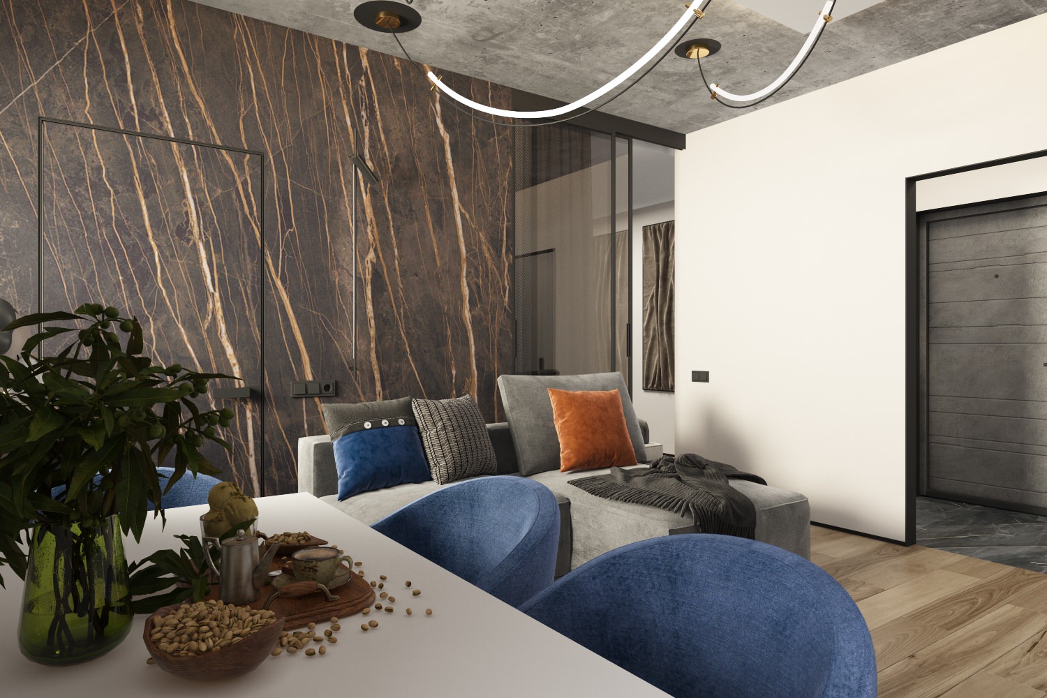 Интерьер кухни-гостиной, дизайнер Наталья Шевлякова