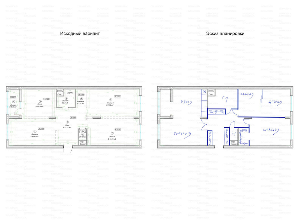 Обложка проекта: Идеи перепланировки для многокомнатных квартир