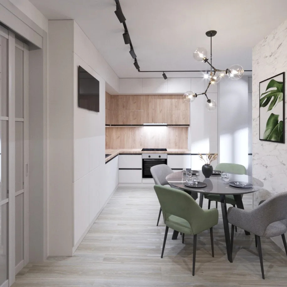 Обложка проекта: 3Д визуализация кухни-гостиной