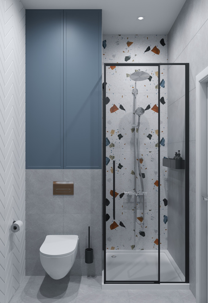 Обложка проекта: Душевая в голубых оттенках