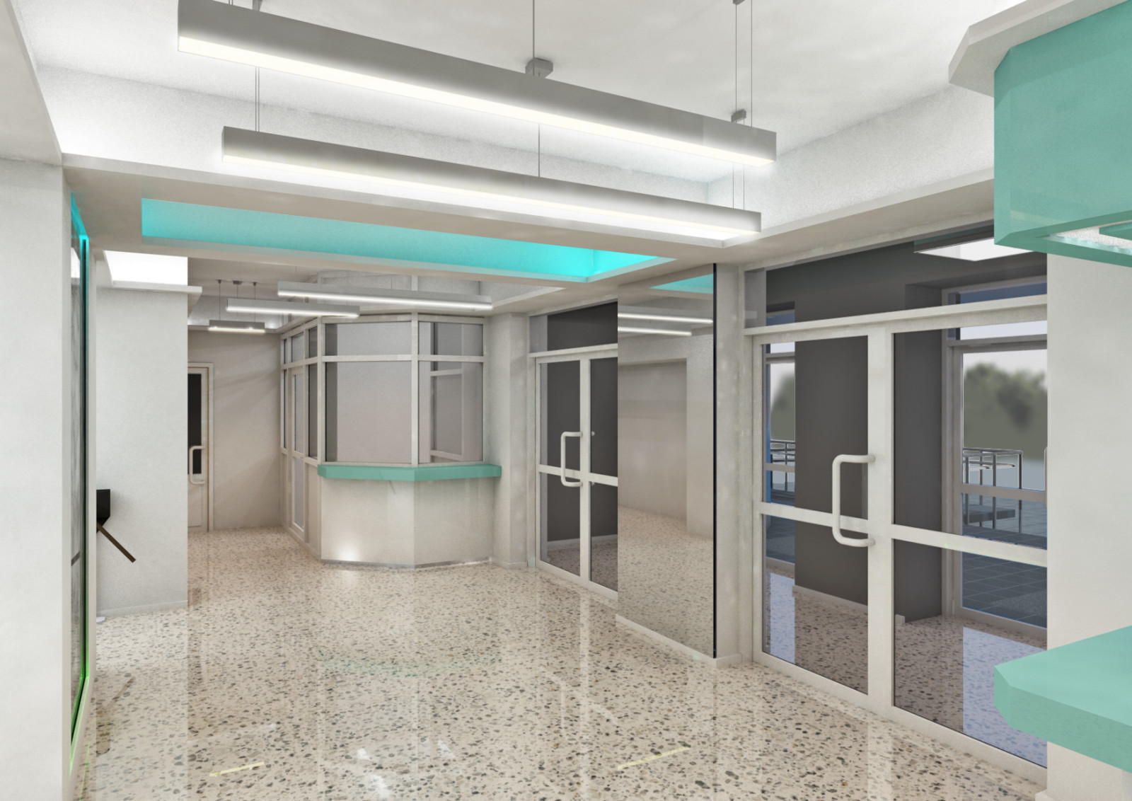 Интерьеры входных групп корпуса ЛКК -Институт мозга человека им. Н.П. Бехтеревой