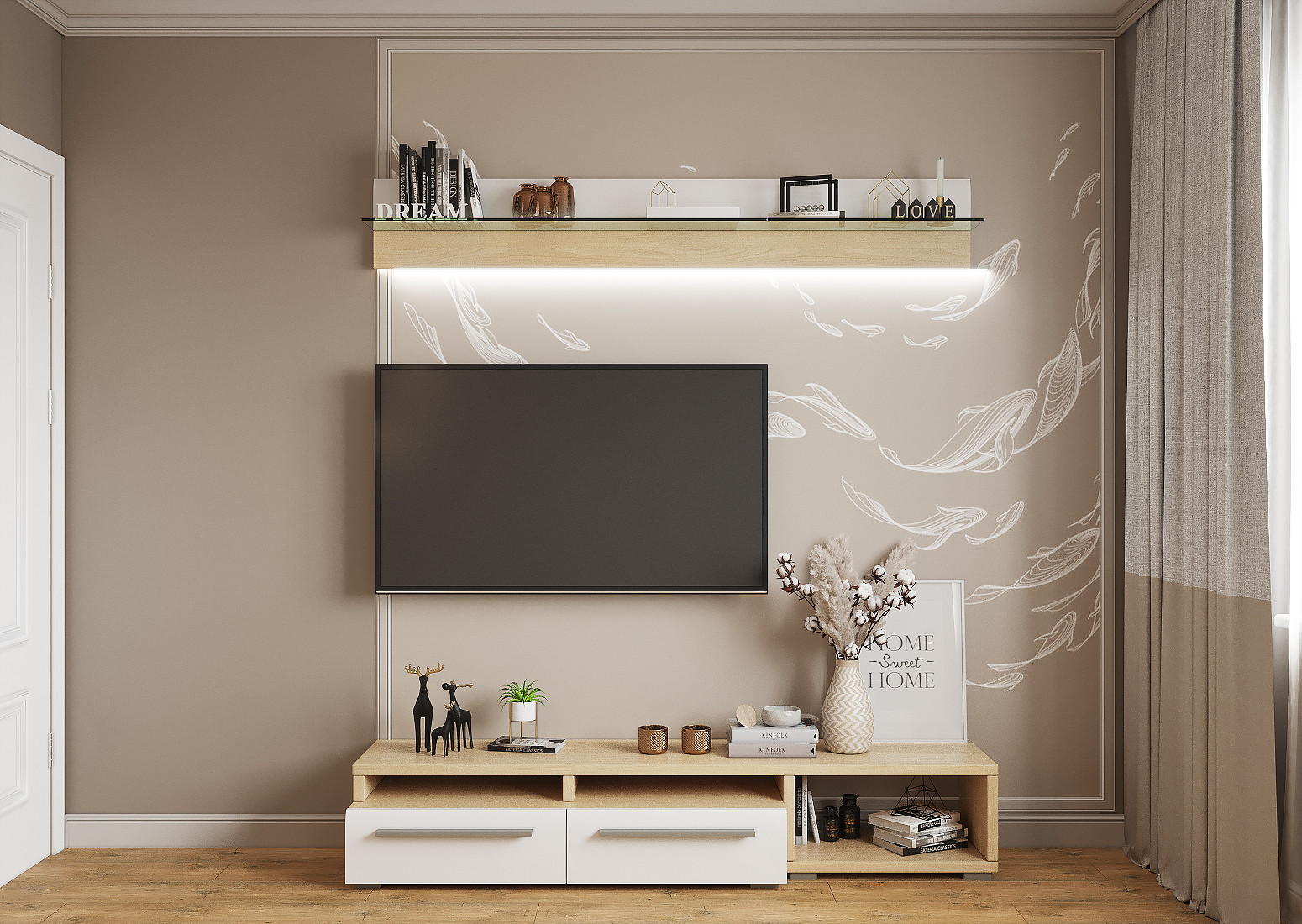 Двухкомнатная квартира с гостиной-холлом