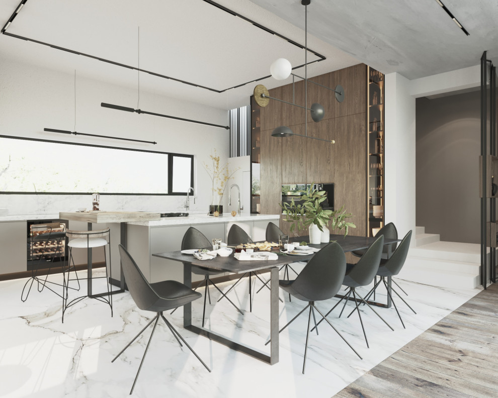 Обложка проекта: Аристократичный минимализм (кухня-столовая виллы)