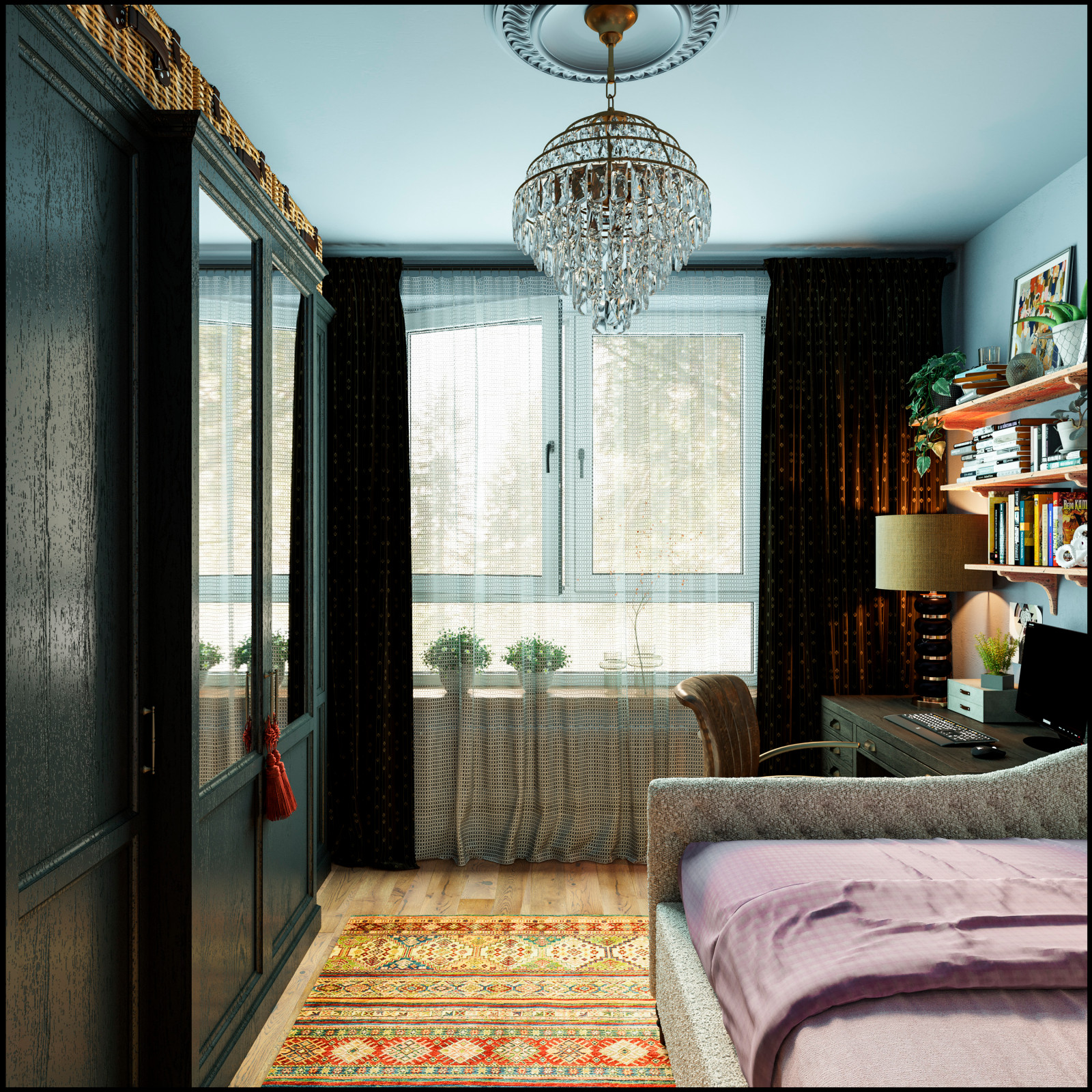 Дизайн квартиры 60 м2 в новостройке от ПИК 2 вариант