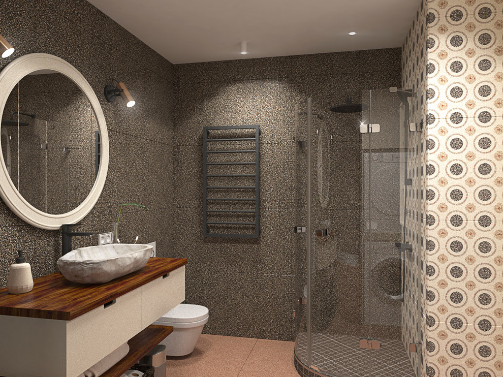 Ванная комната с контрастной плиткой