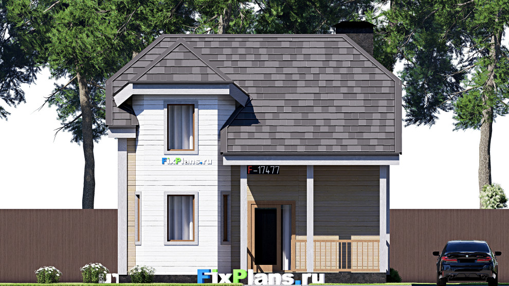 Проект дома с мансардой 8х8 м S80м2 F-17477