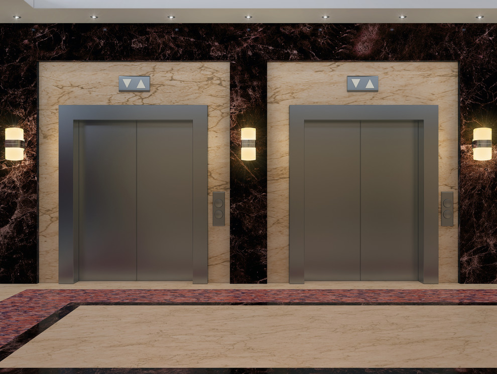 Лифтовой холл БЦ. 3D визуализация.