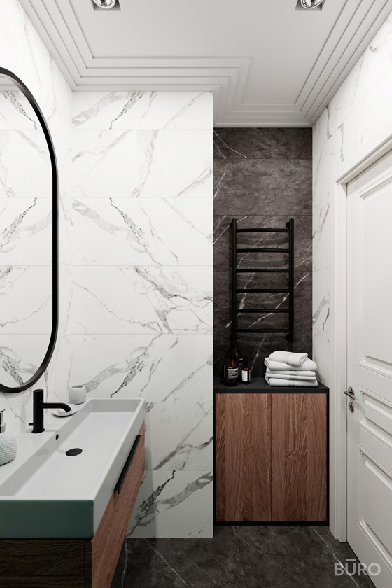 Контрастный интерьер квартиры 58 м²