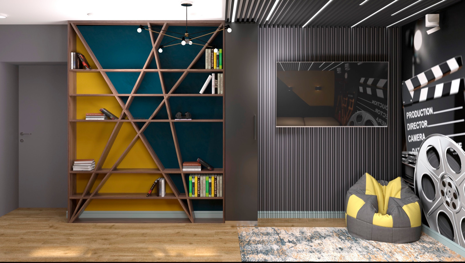 Обложка проекта: Комната для мальчика, увлекается мультипликацией.