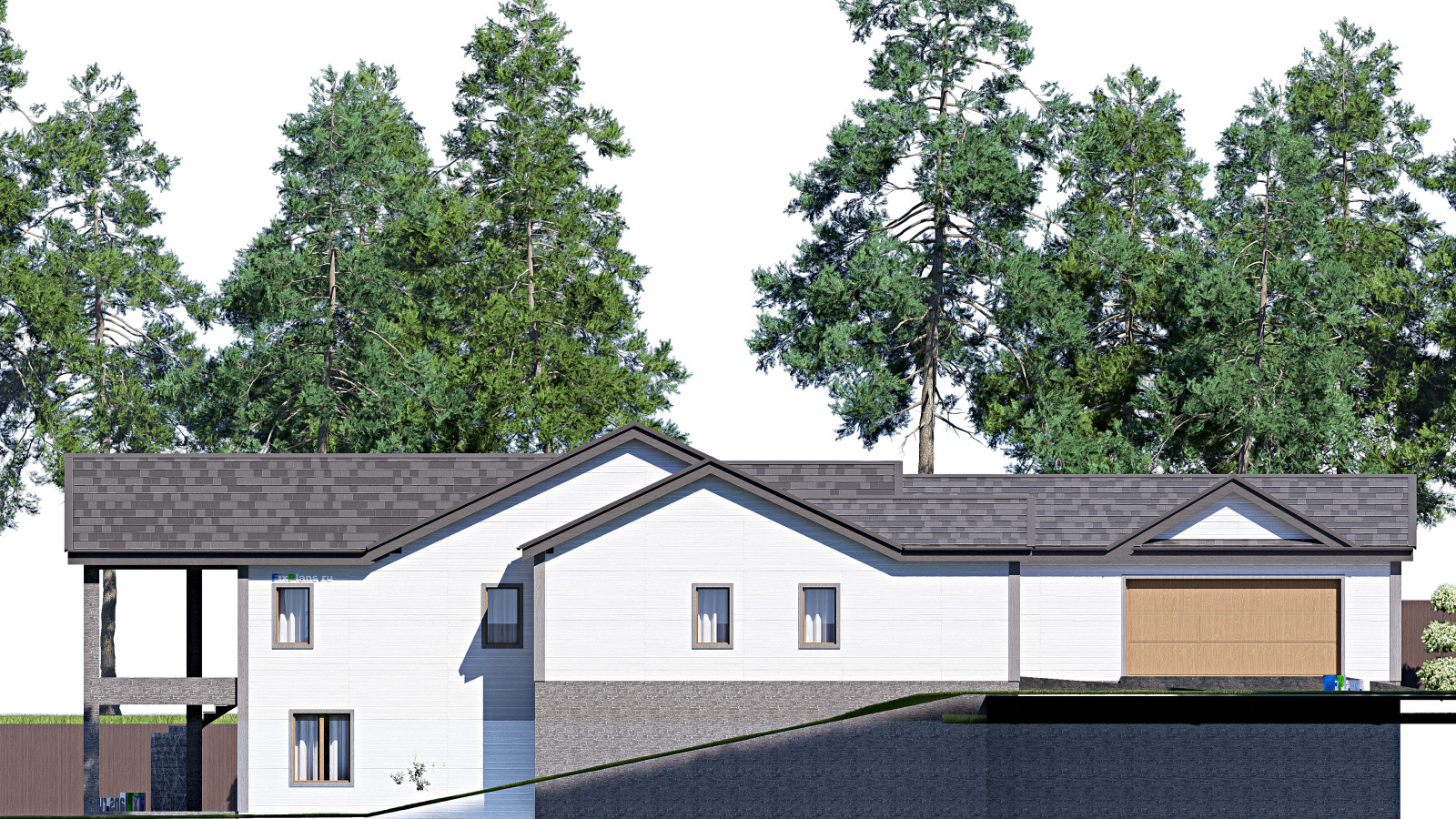 Проект одноэтажного дома 33х21м S708м2 F-17162