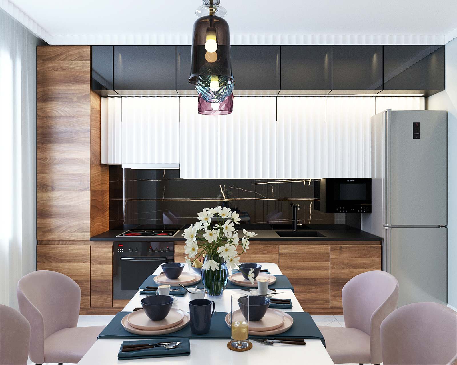 Гостиная и кухня в доме, г. Уфа, 2020 г.